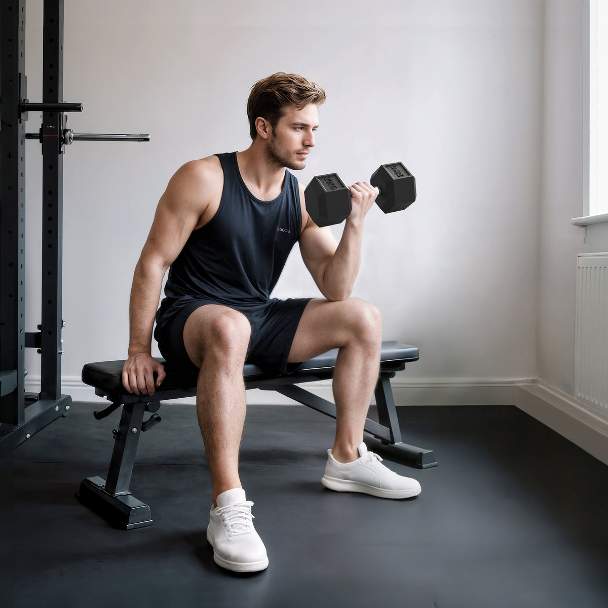 20Kg Hex Rubber Dumbbell Encased Ergo Weights for Home Exercise Gym Fitness