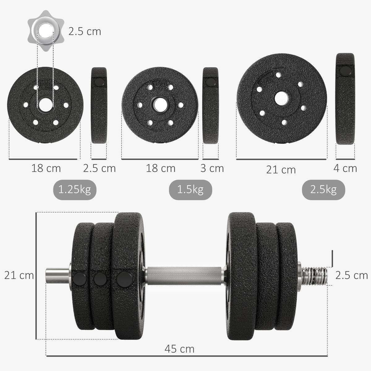 30KG Adjustable Dumbbells Weight Set Hand Weight for Home Gym Body Fitness