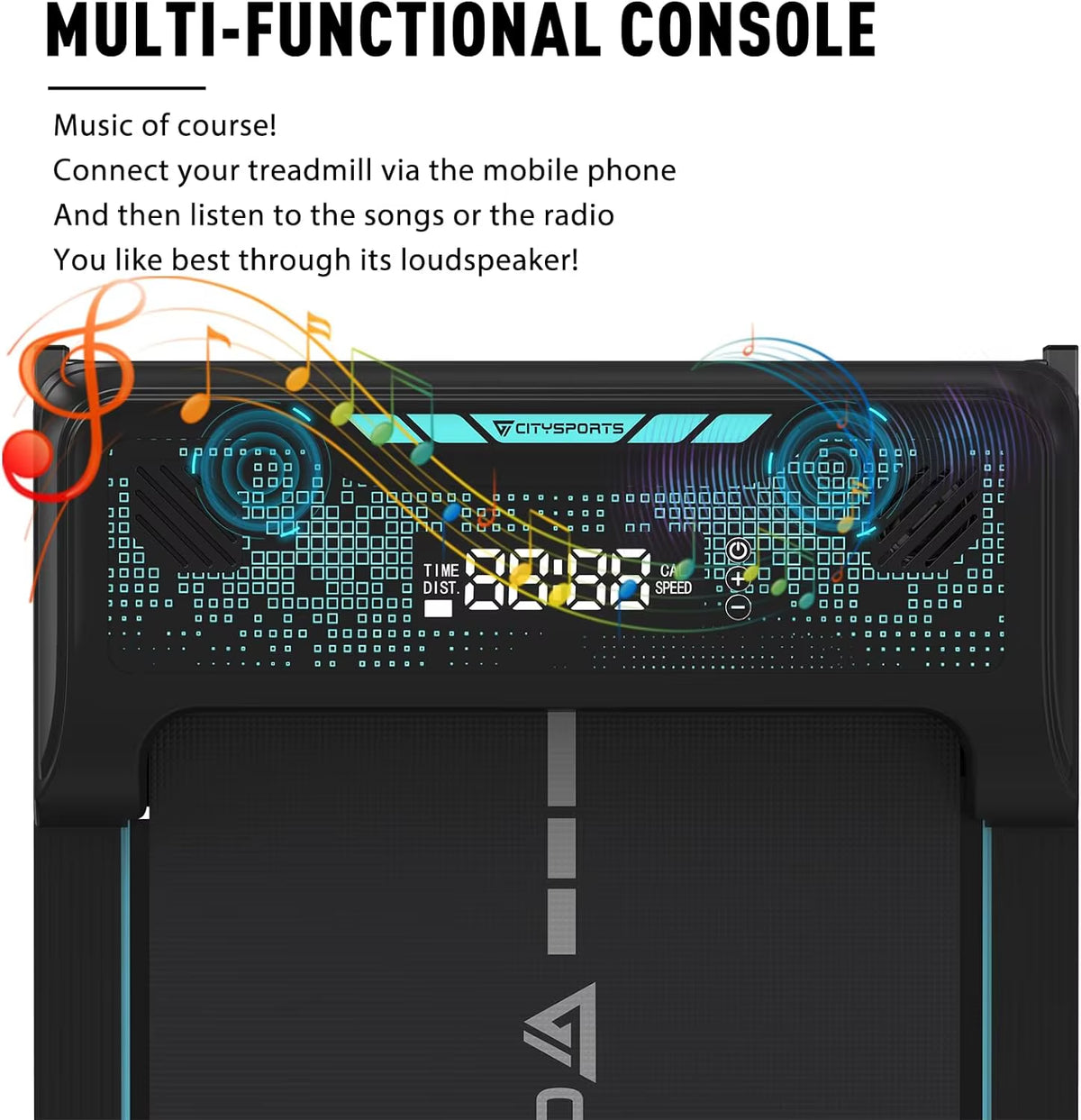 Treadmill, Walking Pad Treadmill, Bluetooth, Compact Treadmill with LED Display for Home/Office, 6 Km/H