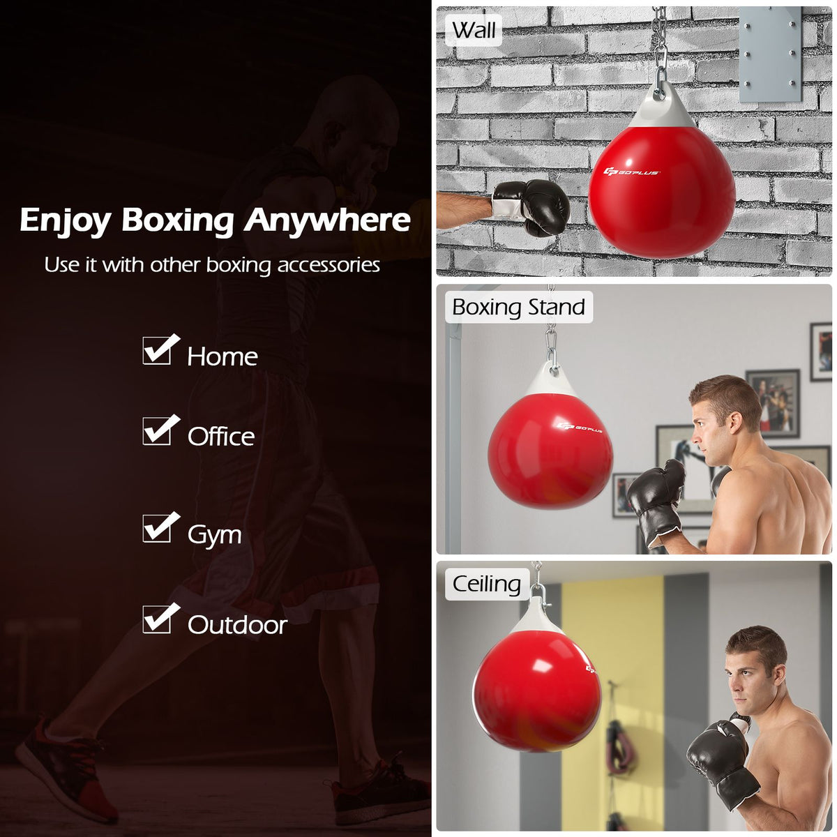 Water Punching Bag with Water Injector and Hanging Accessories