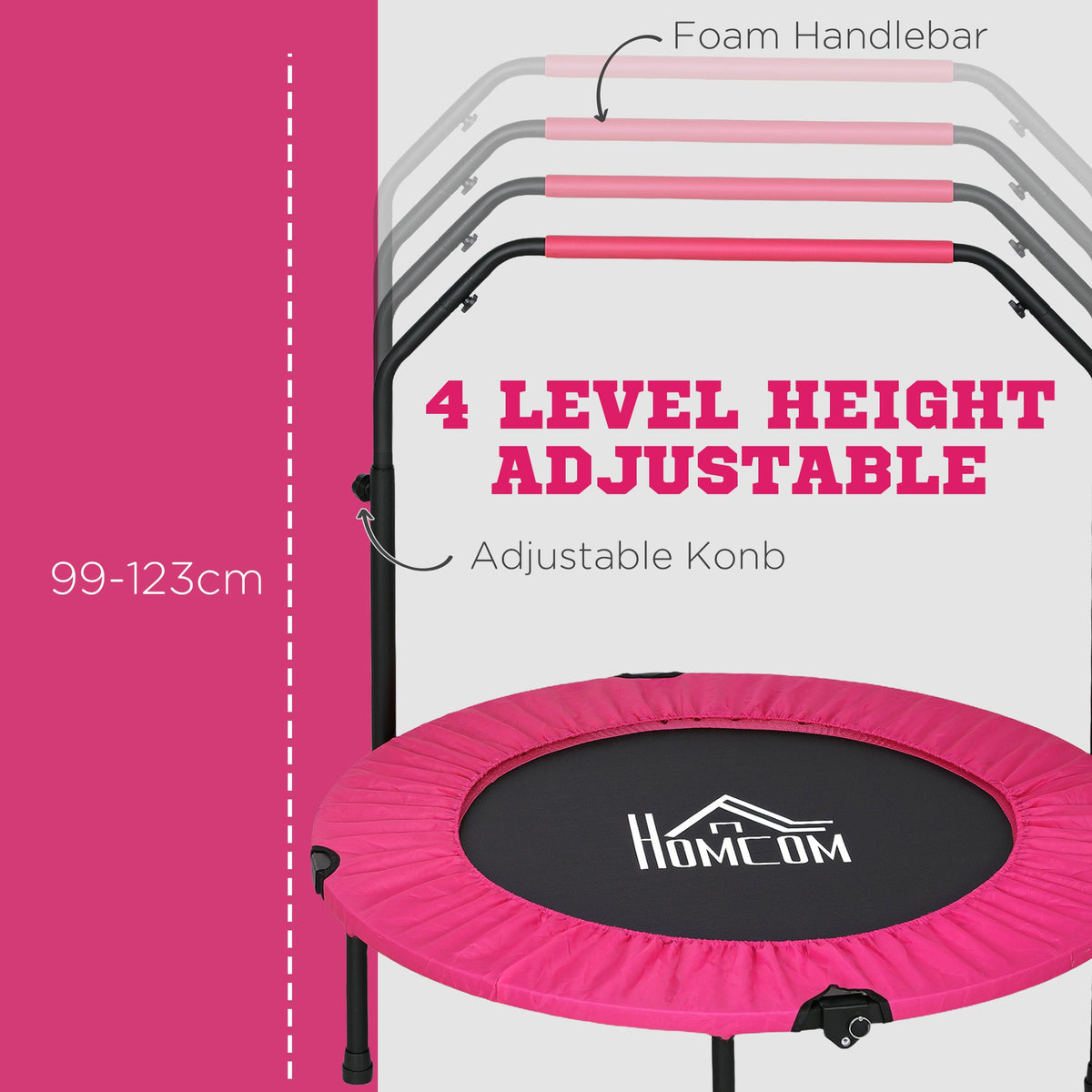 40" Foldable Mini Trampoline Fitness Trampoline W/ Foam Handle