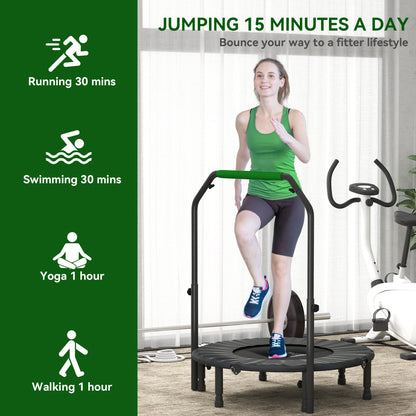 40" Foldable Mini Trampoline Fitness Trampoline W/ Foam Handle