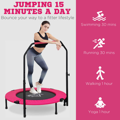 40" Foldable Mini Trampoline Fitness Trampoline W/ Foam Handle