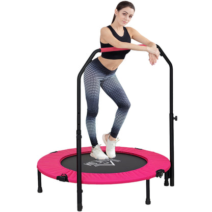 40" Foldable Mini Trampoline Fitness Trampoline W/ Foam Handle