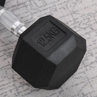 20Kg Hex Rubber Dumbbell Encased Ergo Weights for Home Exercise Gym Fitness