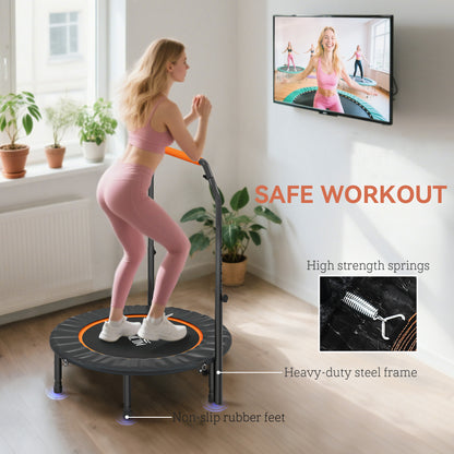 40" Foldable Mini Trampoline Fitness Trampoline W/ Foam Handle
