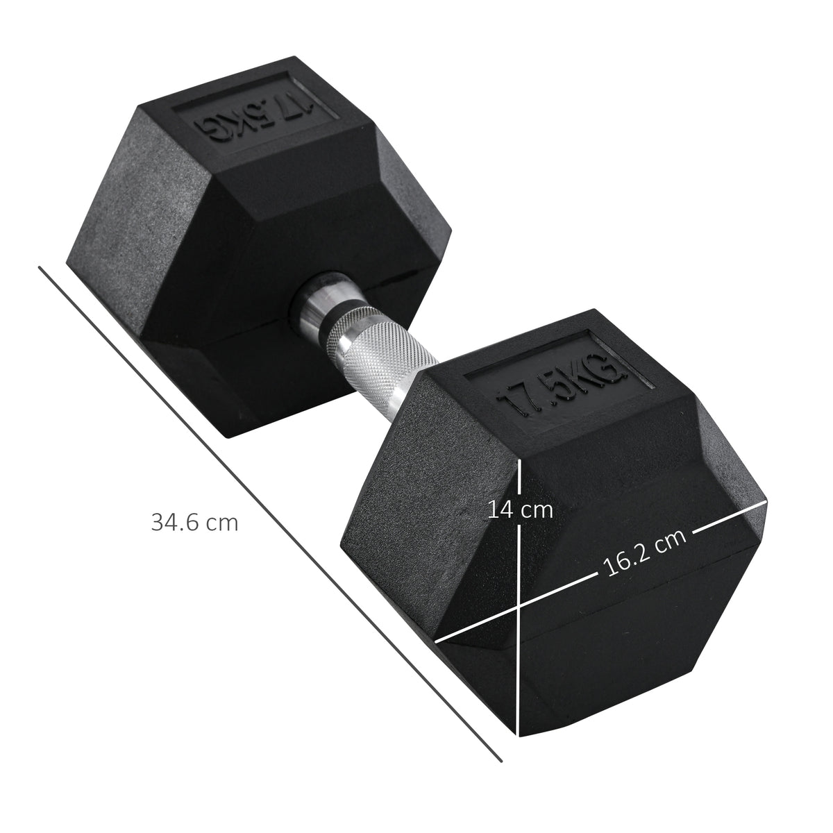 20Kg Hex Rubber Dumbbell Encased Ergo Weights for Home Exercise Gym Fitness