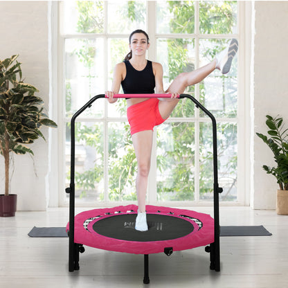 40" Foldable Mini Trampoline Fitness Trampoline W/ Foam Handle