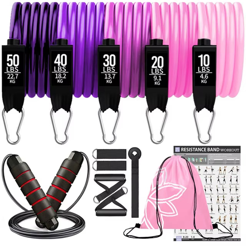 360Lbs Fitness Exercises Resistance Bands Set Elastic Tubes Pull Rope Yoga Band Training Workout Equipment for Home Gym Weight