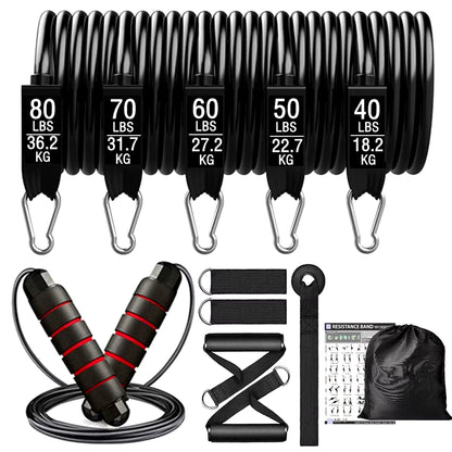 360Lbs Fitness Exercises Resistance Bands Set Elastic Tubes Pull Rope Yoga Band Training Workout Equipment for Home Gym Weight