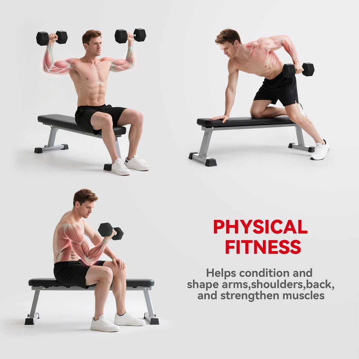 20Kg Hex Rubber Dumbbell Encased Ergo Weights for Home Exercise Gym Fitness