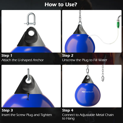 Water Punching Bag with Water Injector and Hanging Accessories