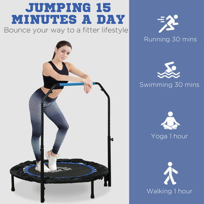 40" Foldable Mini Trampoline Fitness Trampoline W/ Foam Handle