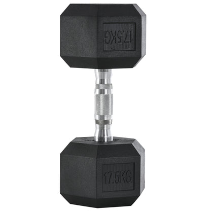 20Kg Hex Rubber Dumbbell Encased Ergo Weights for Home Exercise Gym Fitness