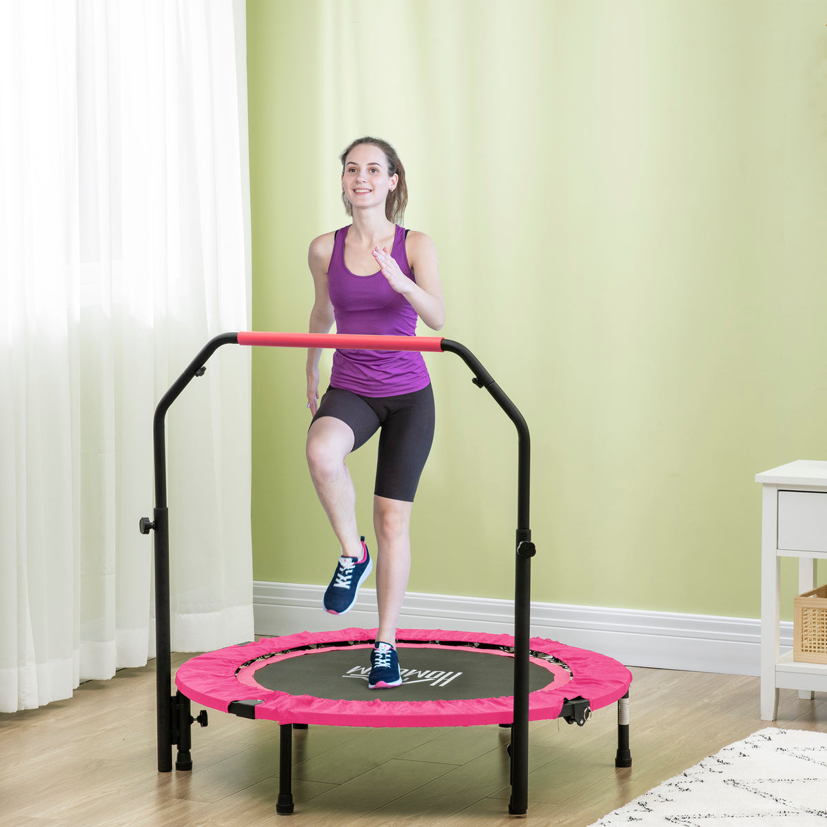 40" Foldable Mini Trampoline Fitness Trampoline W/ Foam Handle