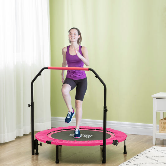 40" Foldable Mini Trampoline Fitness Trampoline W/ Foam Handle