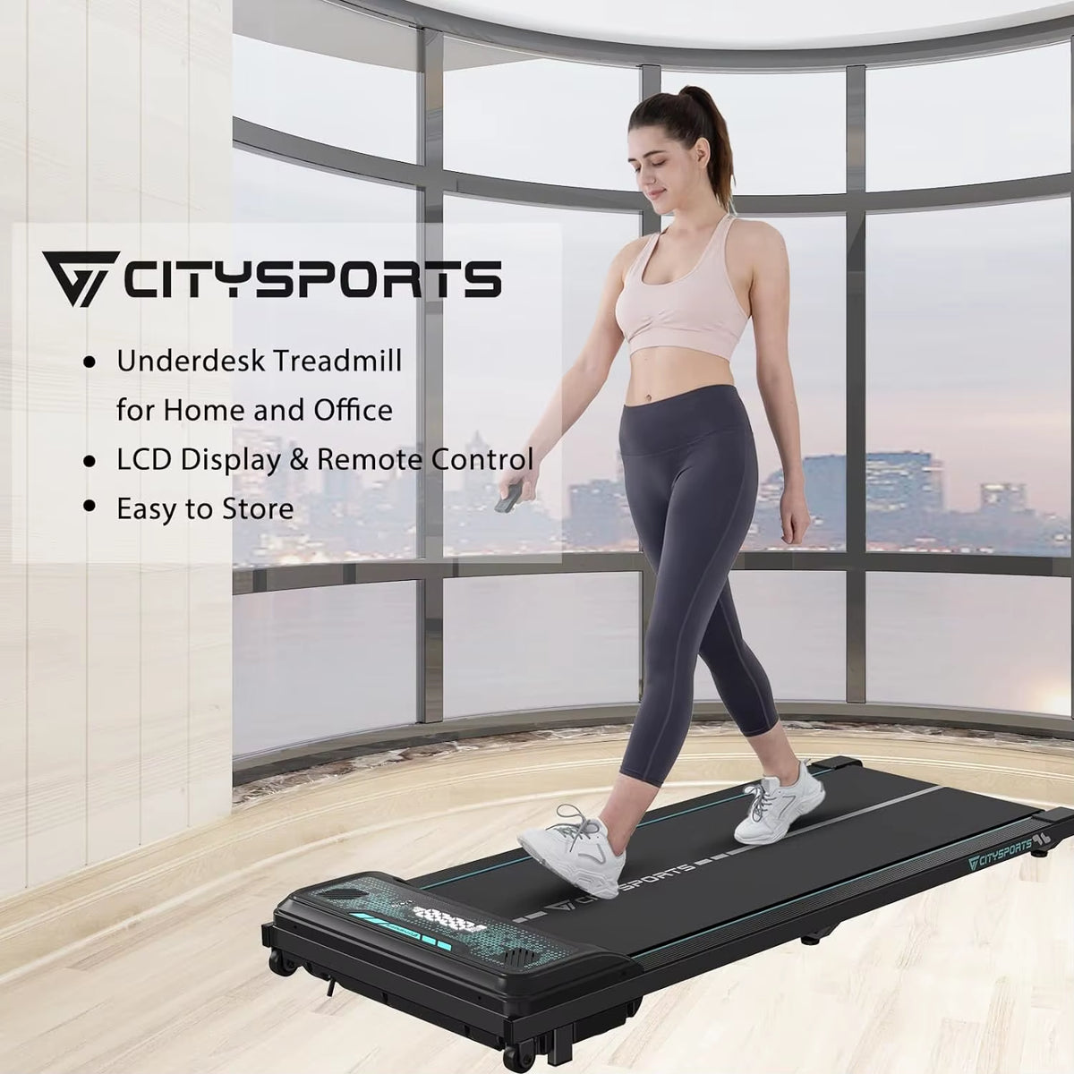 Treadmill, Walking Pad Treadmill, Bluetooth, Compact Treadmill with LED Display for Home/Office, 6 Km/H
