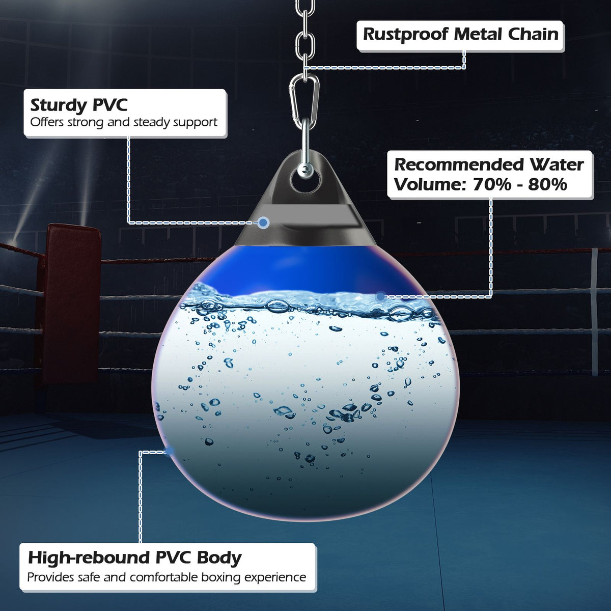 Water Punching Bag with Water Injector and Hanging Accessories