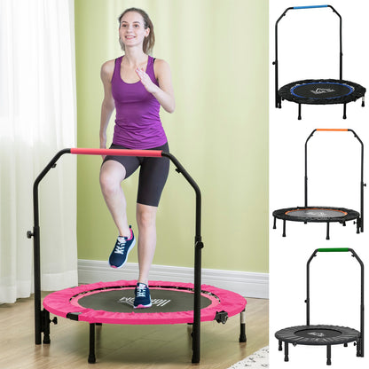 40" Foldable Mini Trampoline Fitness Trampoline W/ Foam Handle