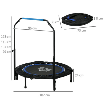 40" Foldable Mini Trampoline Fitness Trampoline W/ Foam Handle