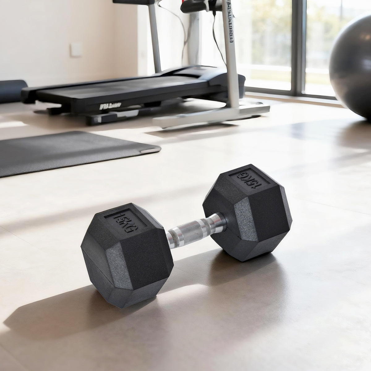 20Kg Hex Rubber Dumbbell Encased Ergo Weights for Home Exercise Gym Fitness