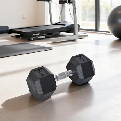 20Kg Hex Rubber Dumbbell Encased Ergo Weights for Home Exercise Gym Fitness