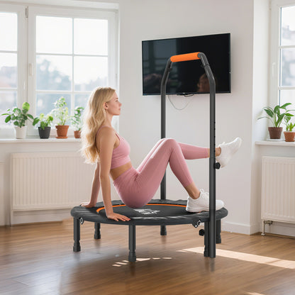 40" Foldable Mini Trampoline Fitness Trampoline W/ Foam Handle