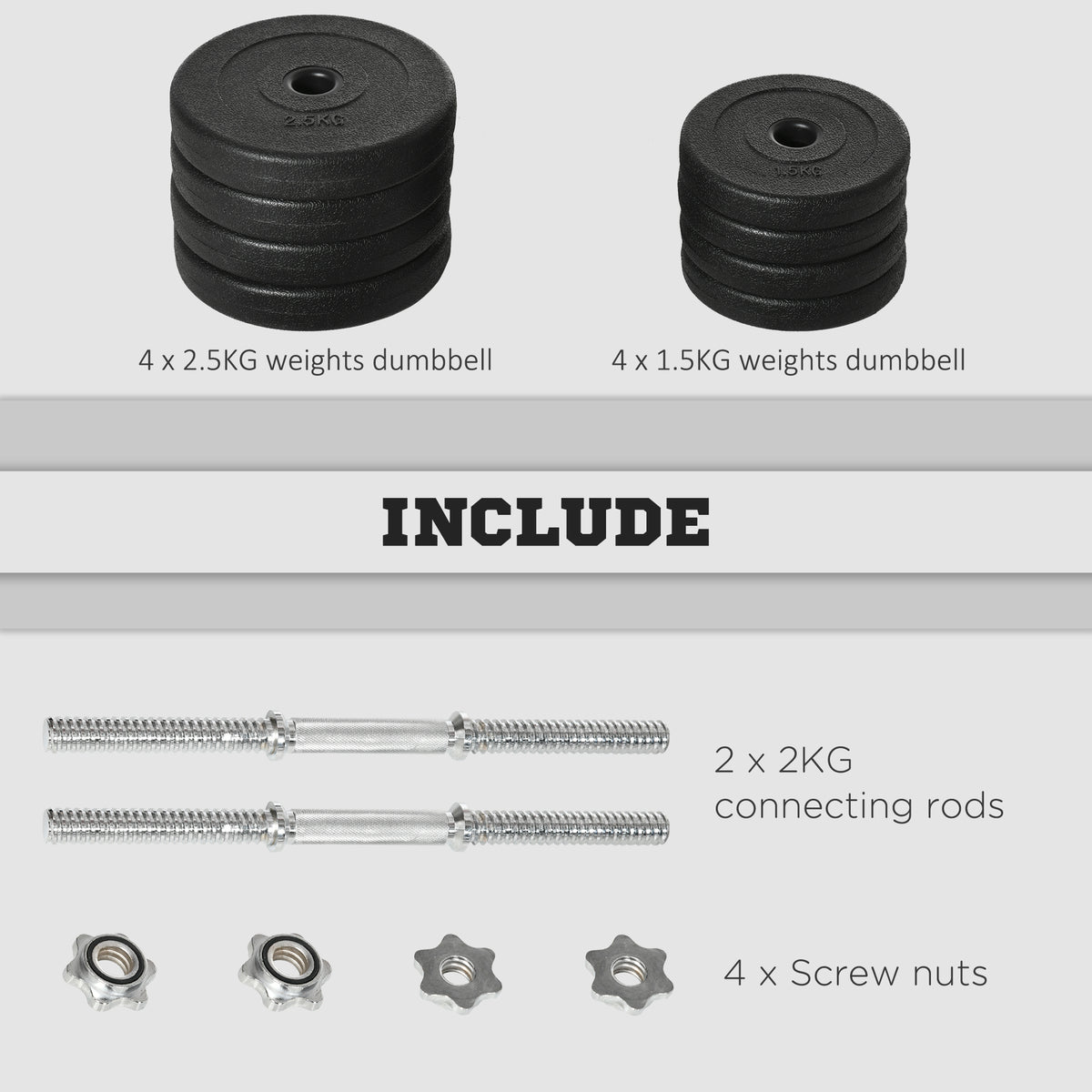 30KG Adjustable Dumbbells Weight Set Hand Weight for Home Gym Body Fitness