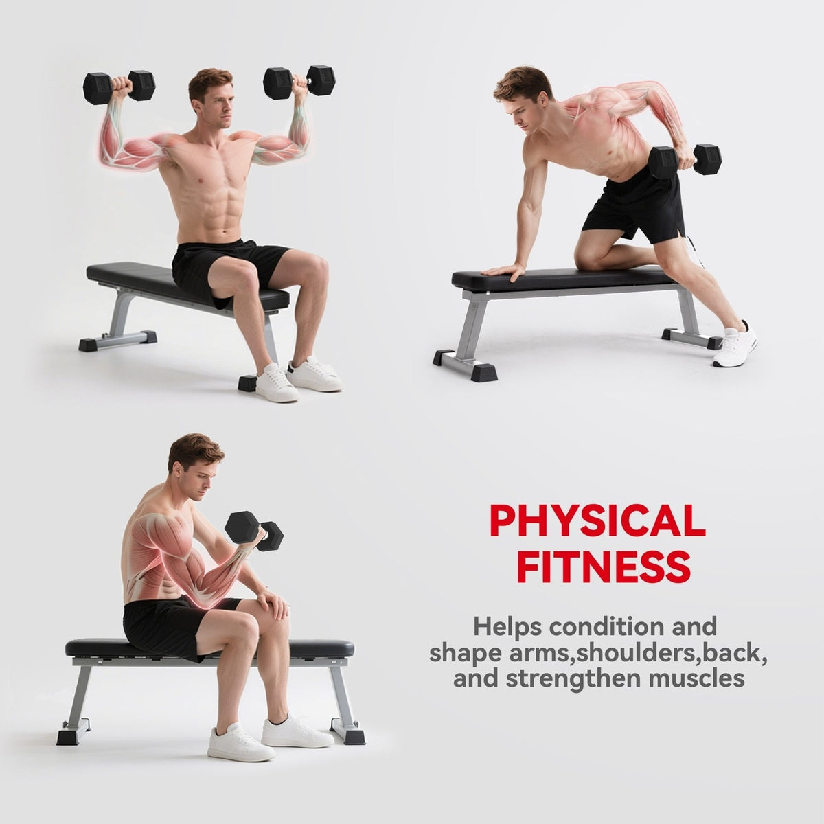 20Kg Hex Rubber Dumbbell Encased Ergo Weights for Home Exercise Gym Fitness