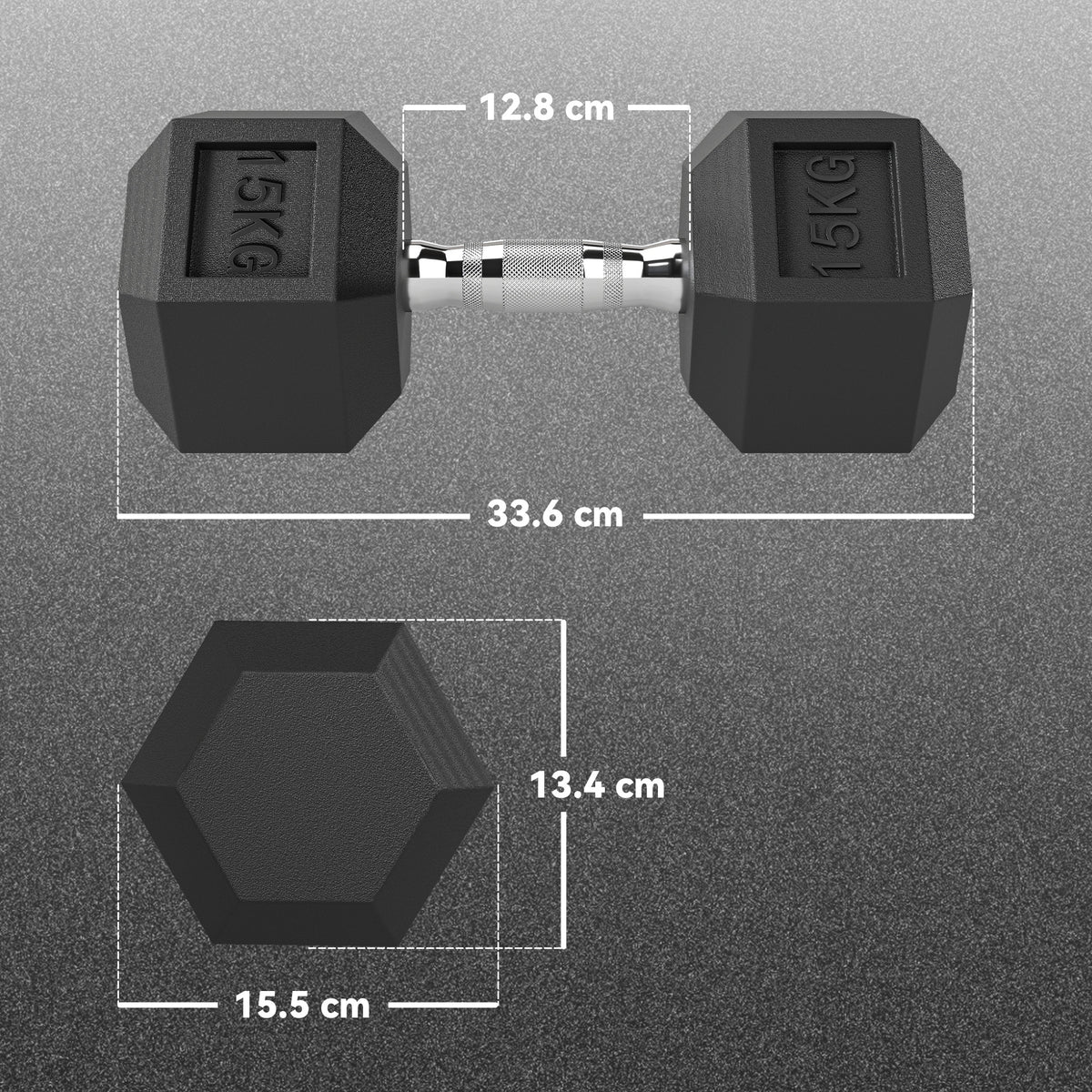 20Kg Hex Rubber Dumbbell Encased Ergo Weights for Home Exercise Gym Fitness