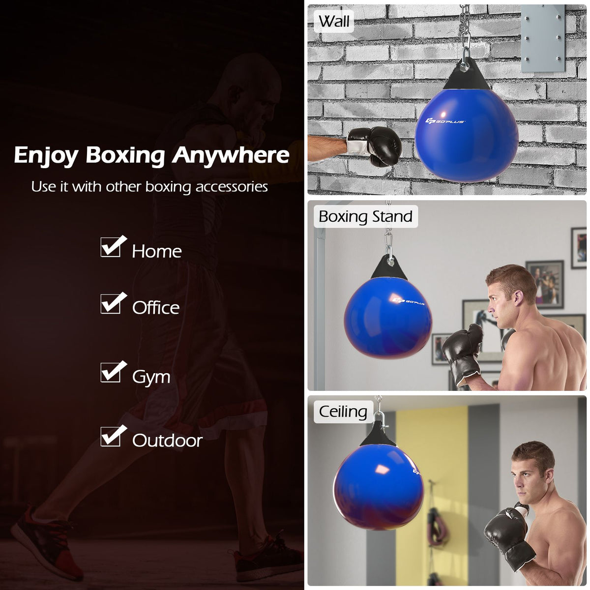 Water Punching Bag with Water Injector and Hanging Accessories