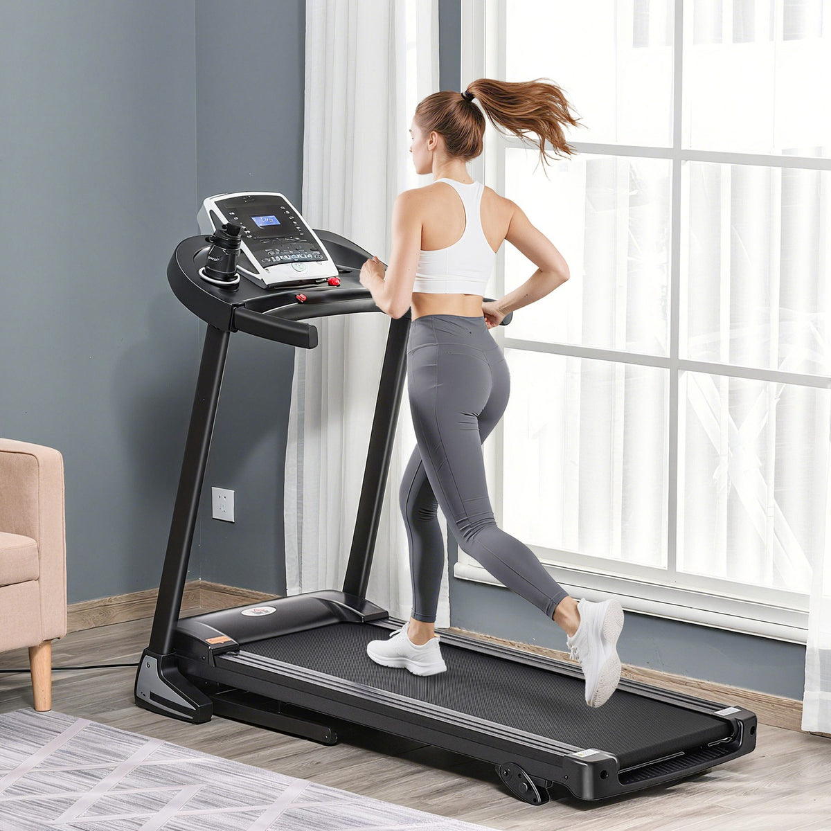 Folding 12Km/H Electric Treadmill Running Machine W/ Incline LED Display