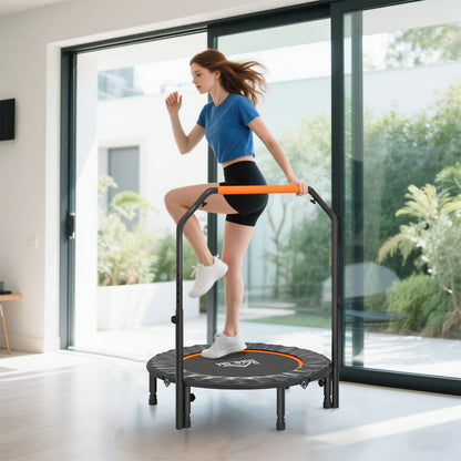 40" Foldable Mini Trampoline Fitness Trampoline W/ Foam Handle