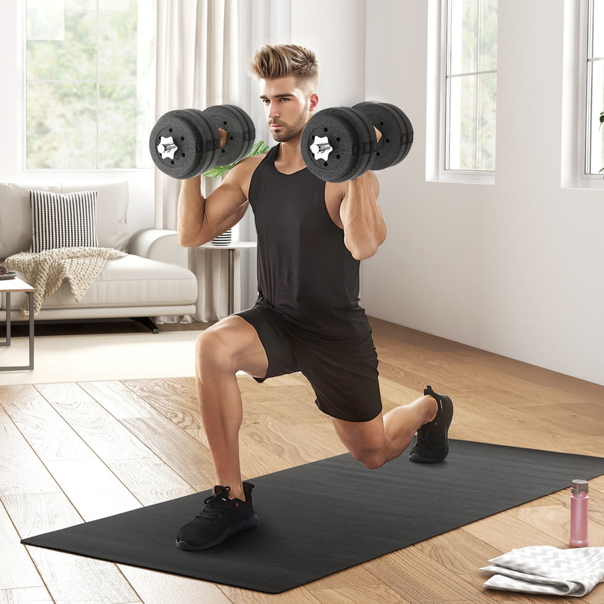 30KG Adjustable Dumbbells Weight Set Hand Weight for Home Gym Body Fitness