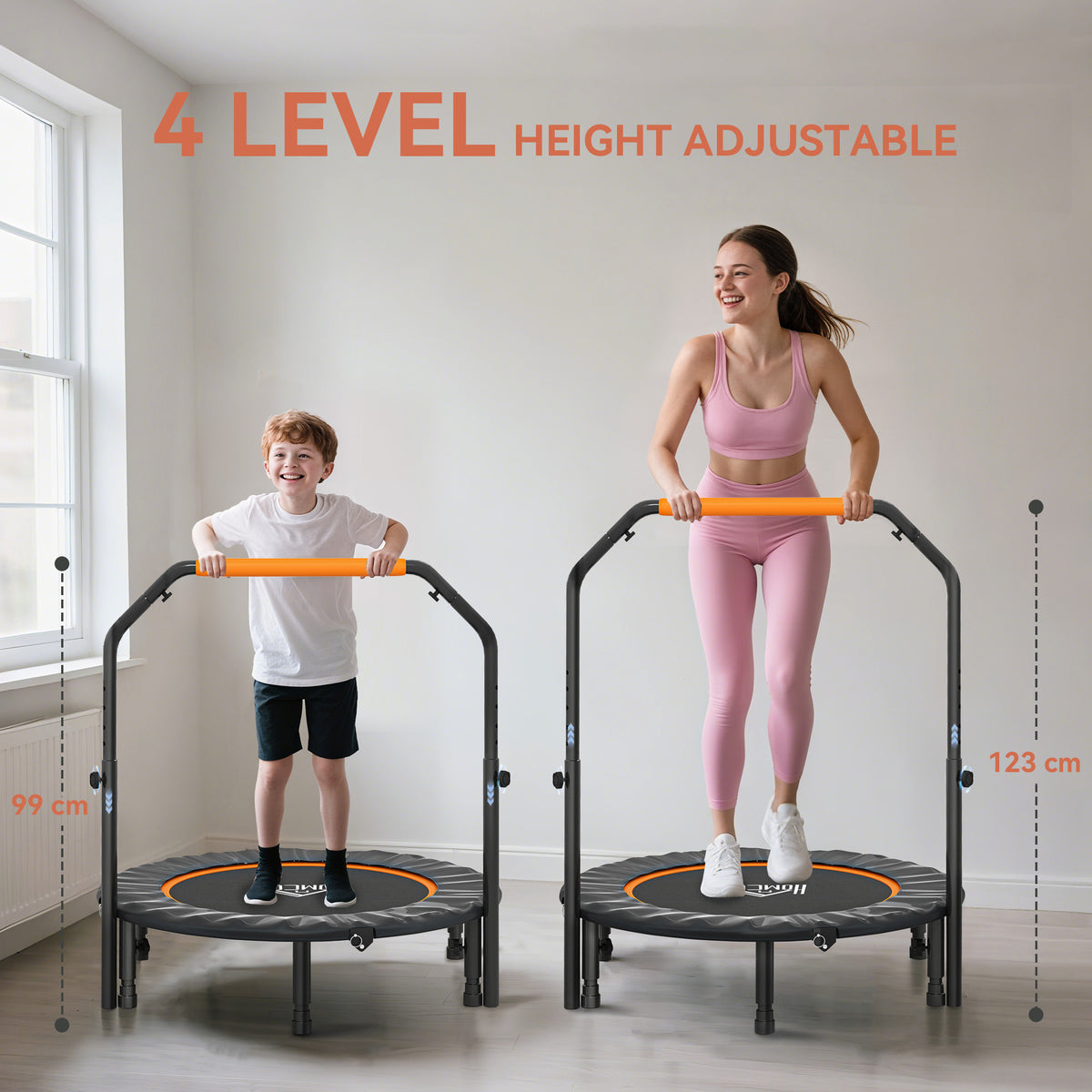 40" Foldable Mini Trampoline Fitness Trampoline W/ Foam Handle
