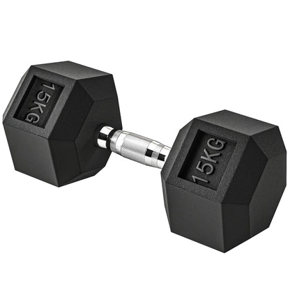 20Kg Hex Rubber Dumbbell Encased Ergo Weights for Home Exercise Gym Fitness