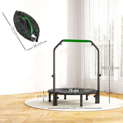 40" Foldable Mini Trampoline Fitness Trampoline W/ Foam Handle