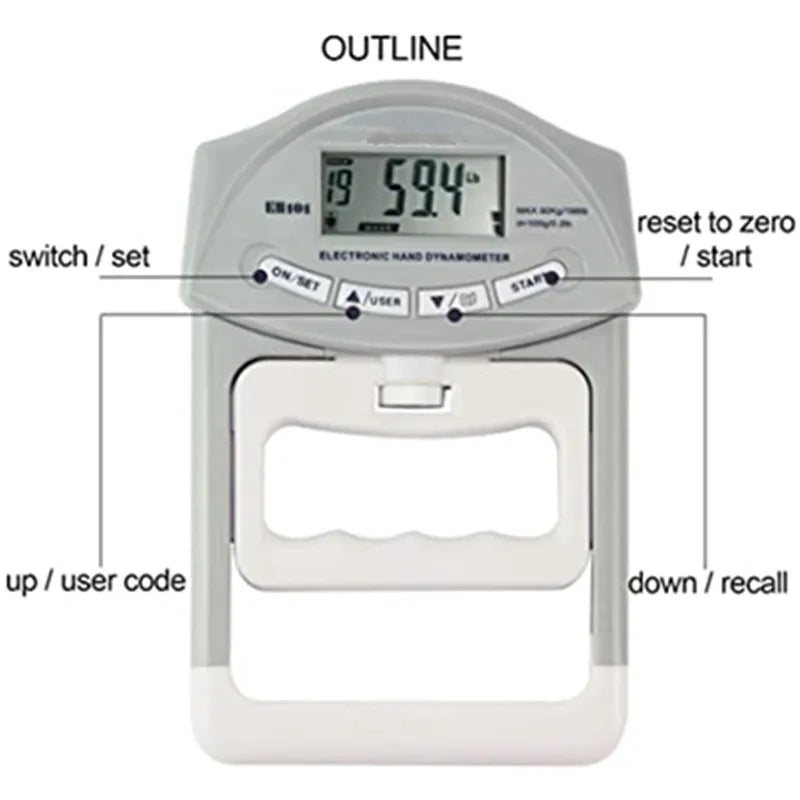 Digital Electronic Hand Dynamometer Grip Strength Measurement Meter Auto Hand Grip Power 200 Lbs / 90 Kgs Sports Tools for Hands