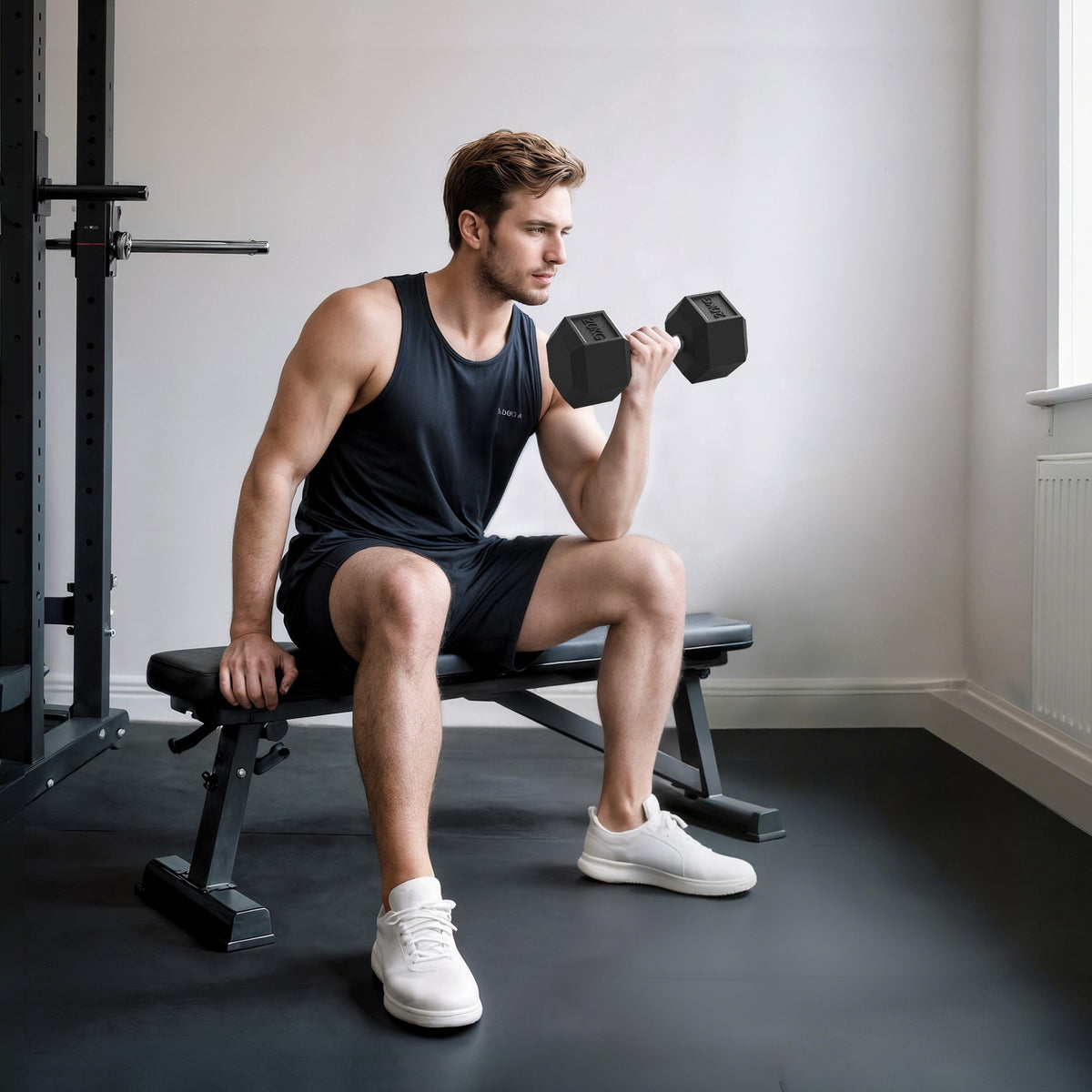 20Kg Hex Rubber Dumbbell Encased Ergo Weights for Home Exercise Gym Fitness