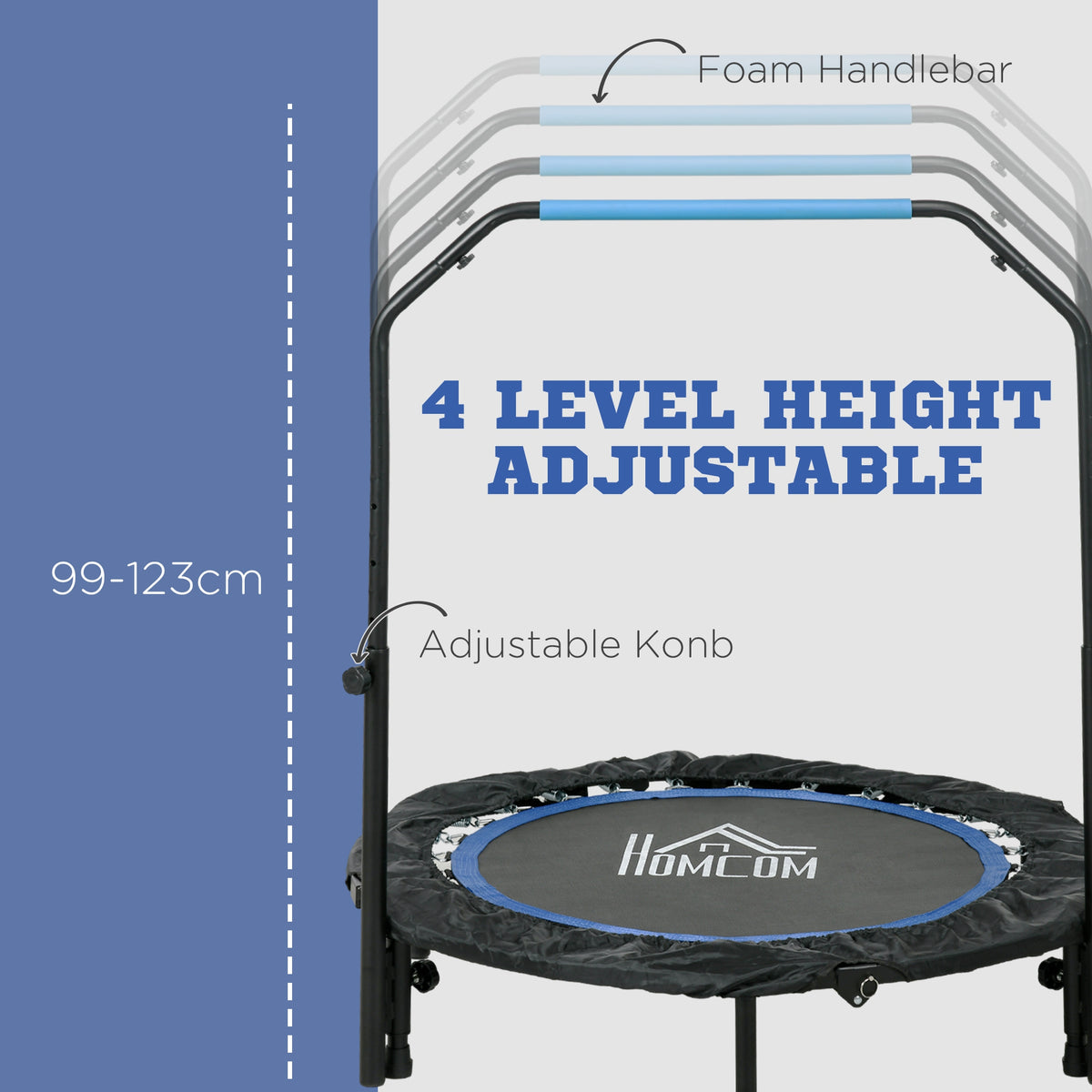 40" Foldable Mini Trampoline Fitness Trampoline W/ Foam Handle