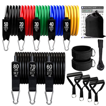 360Lbs Fitness Exercises Resistance Bands Set Elastic Tubes Pull Rope Yoga Band Training Workout Equipment for Home Gym Weight