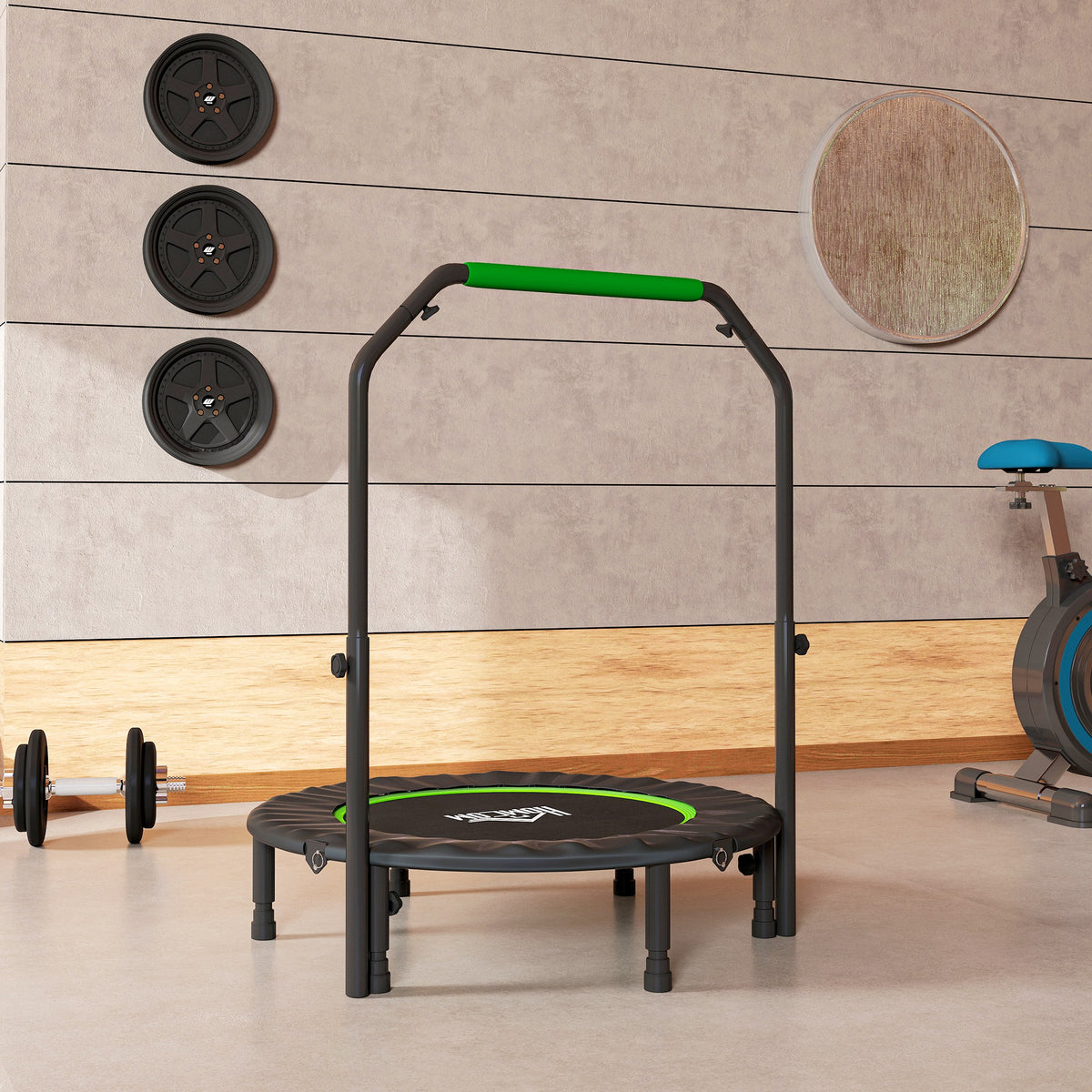 40" Foldable Mini Trampoline Fitness Trampoline W/ Foam Handle