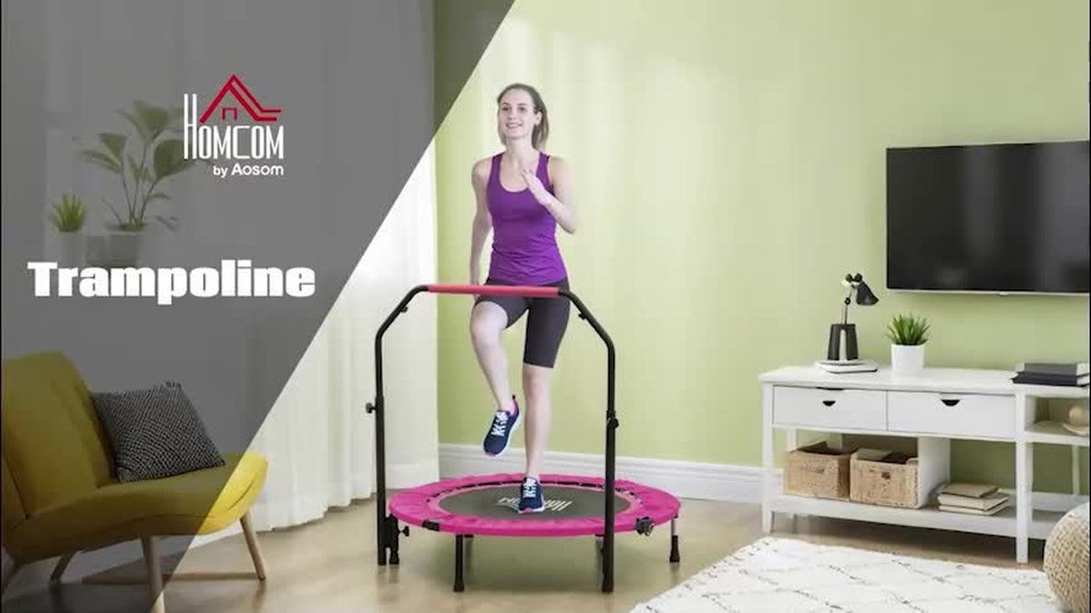 40" Foldable Mini Trampoline Fitness Trampoline W/ Foam Handle