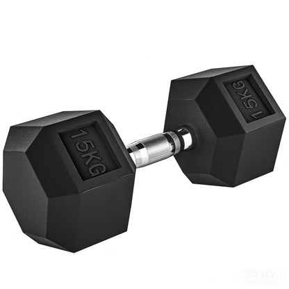 20Kg Hex Rubber Dumbbell Encased Ergo Weights for Home Exercise Gym Fitness
