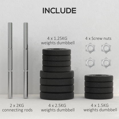 30KG Adjustable Dumbbells Weight Set Hand Weight for Home Gym Body Fitness