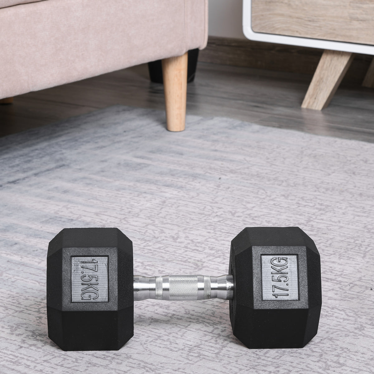 20Kg Hex Rubber Dumbbell Encased Ergo Weights for Home Exercise Gym Fitness