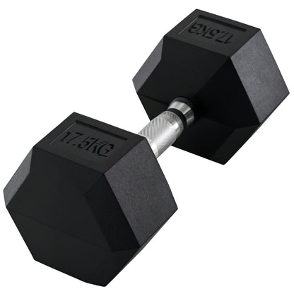 20Kg Hex Rubber Dumbbell Encased Ergo Weights for Home Exercise Gym Fitness