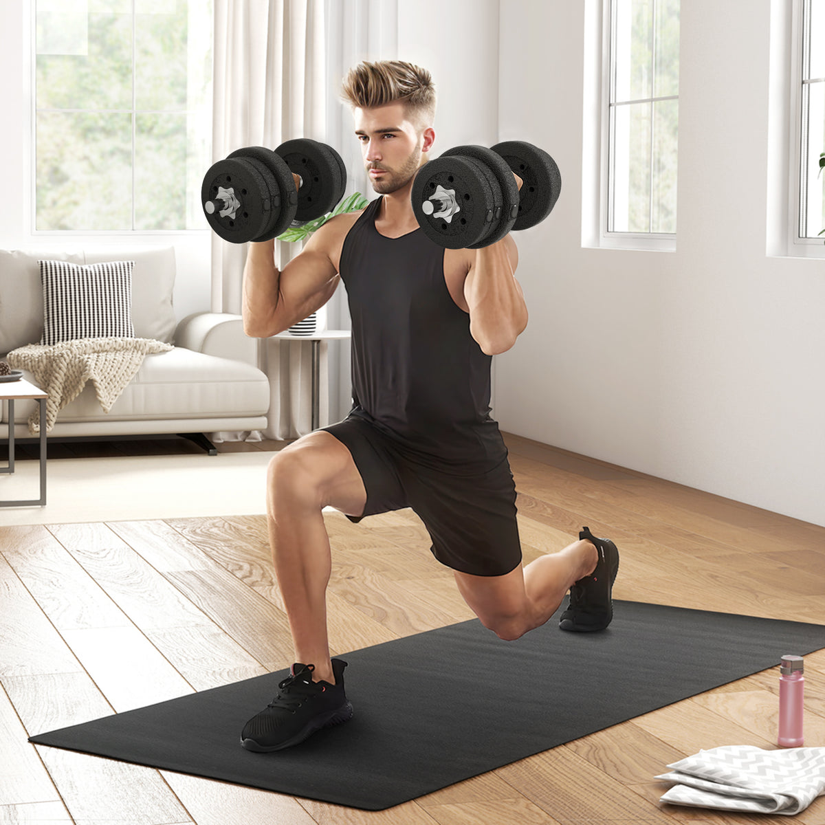 30KG Adjustable Dumbbells Weight Set Hand Weight for Home Gym Body Fitness
