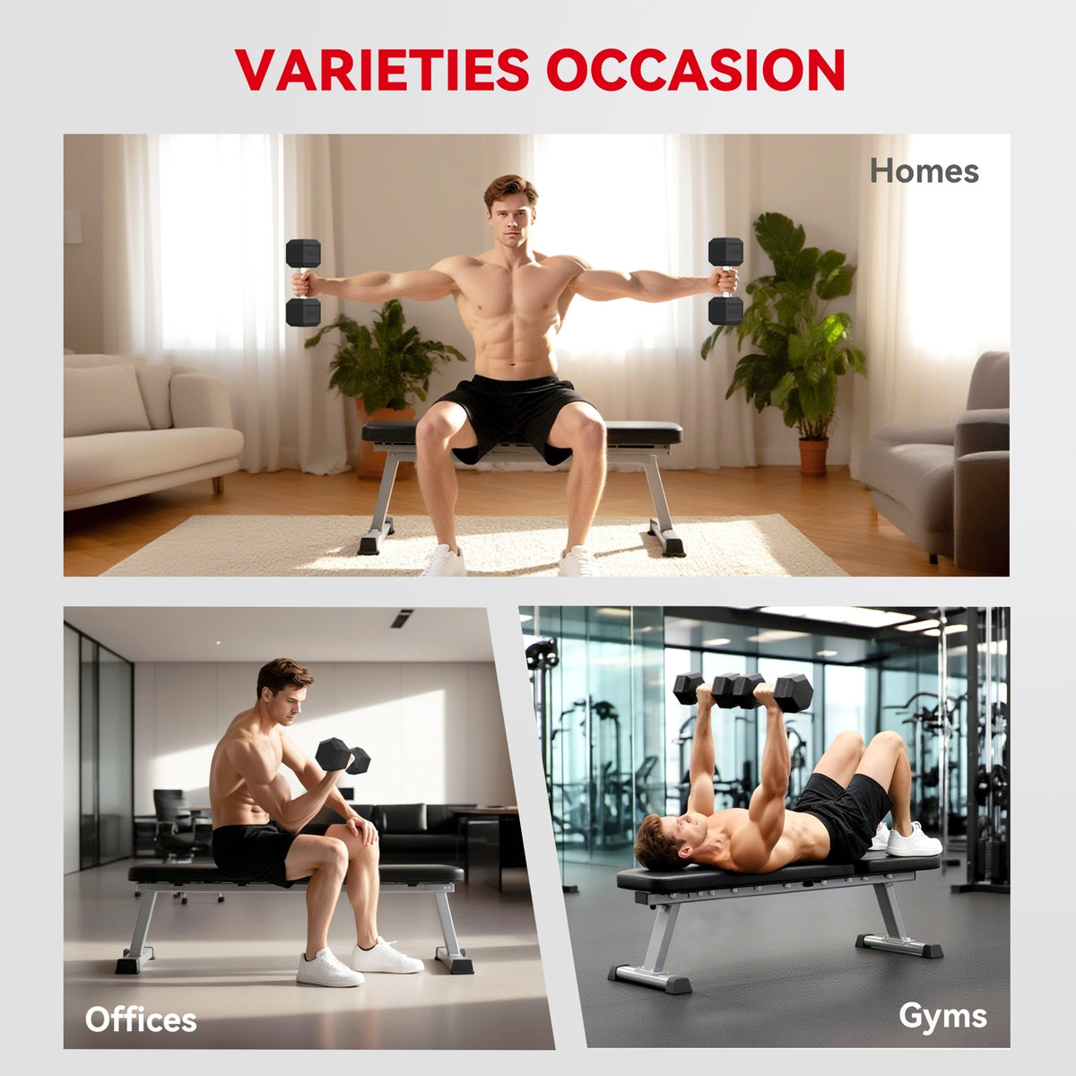 20Kg Hex Rubber Dumbbell Encased Ergo Weights for Home Exercise Gym Fitness