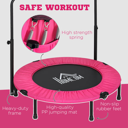 40" Foldable Mini Trampoline Fitness Trampoline W/ Foam Handle